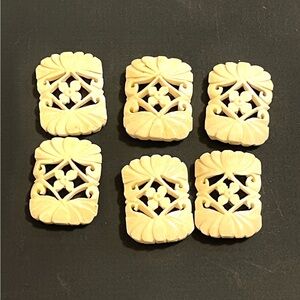 Carved Cream Bone Convex Bracelet Beads